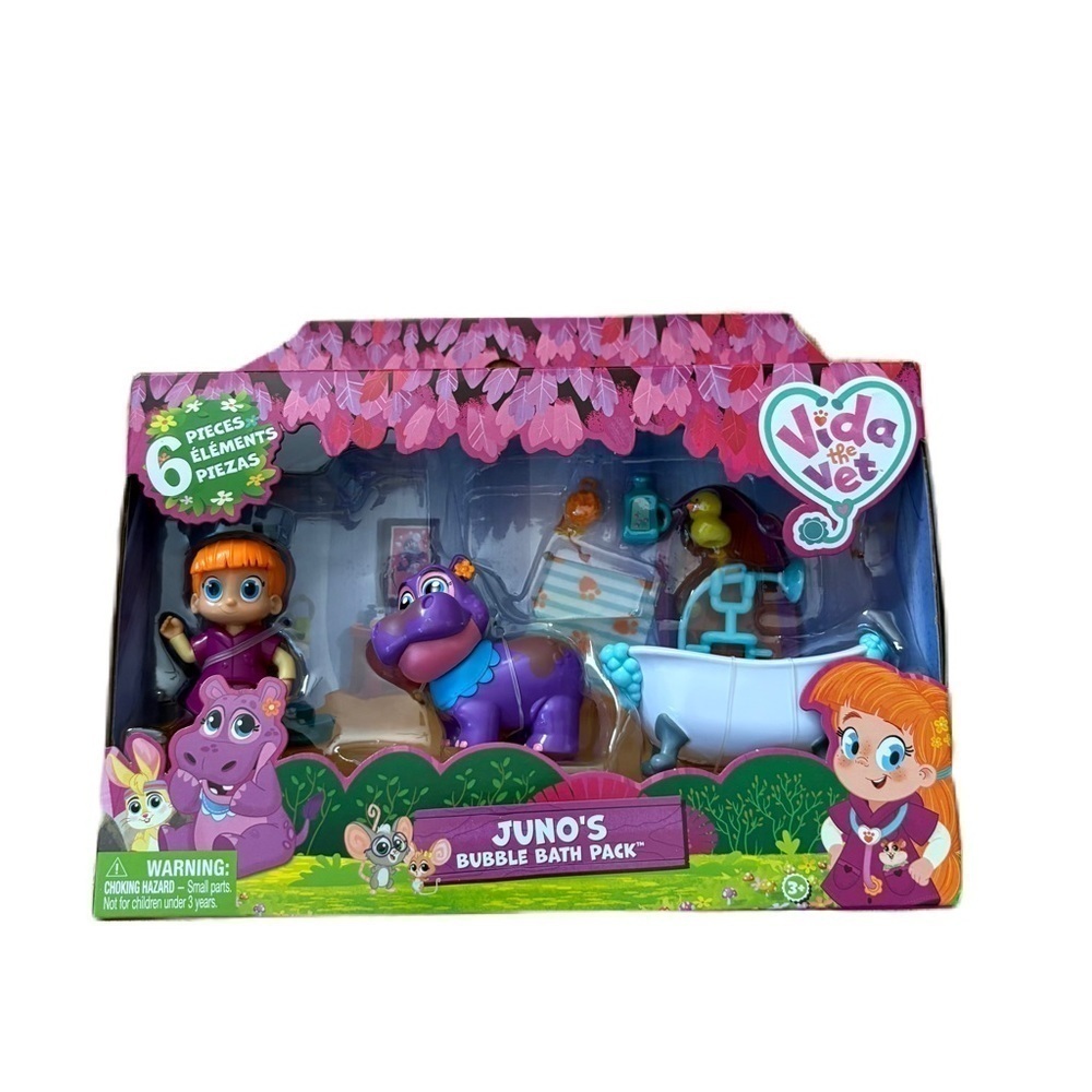 Vida the Vet, Juno’s Bubble Bath Pack with Vida & Juno Figures & Accessories